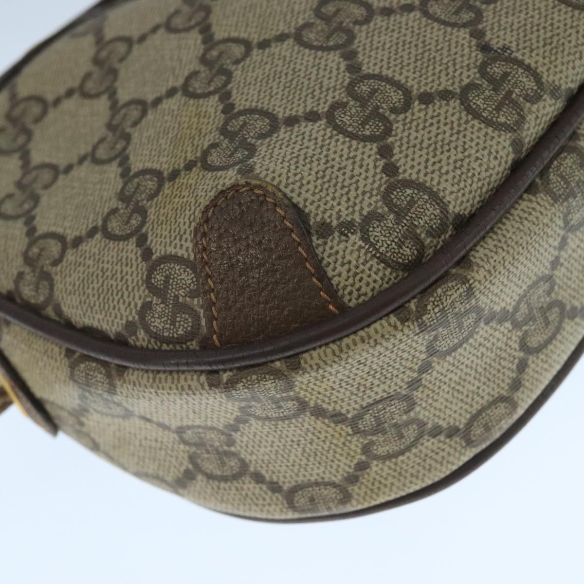 GUCCI Web Sherry Line GG Supreme Shoulder Bag PVC Beige 89 02 066 Auth 105476