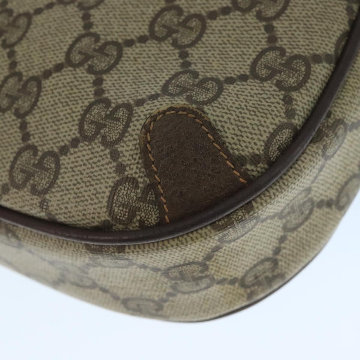 GUCCI Web Sherry Line GG Supreme Shoulder Bag PVC Beige 89 02 066 Auth 105476