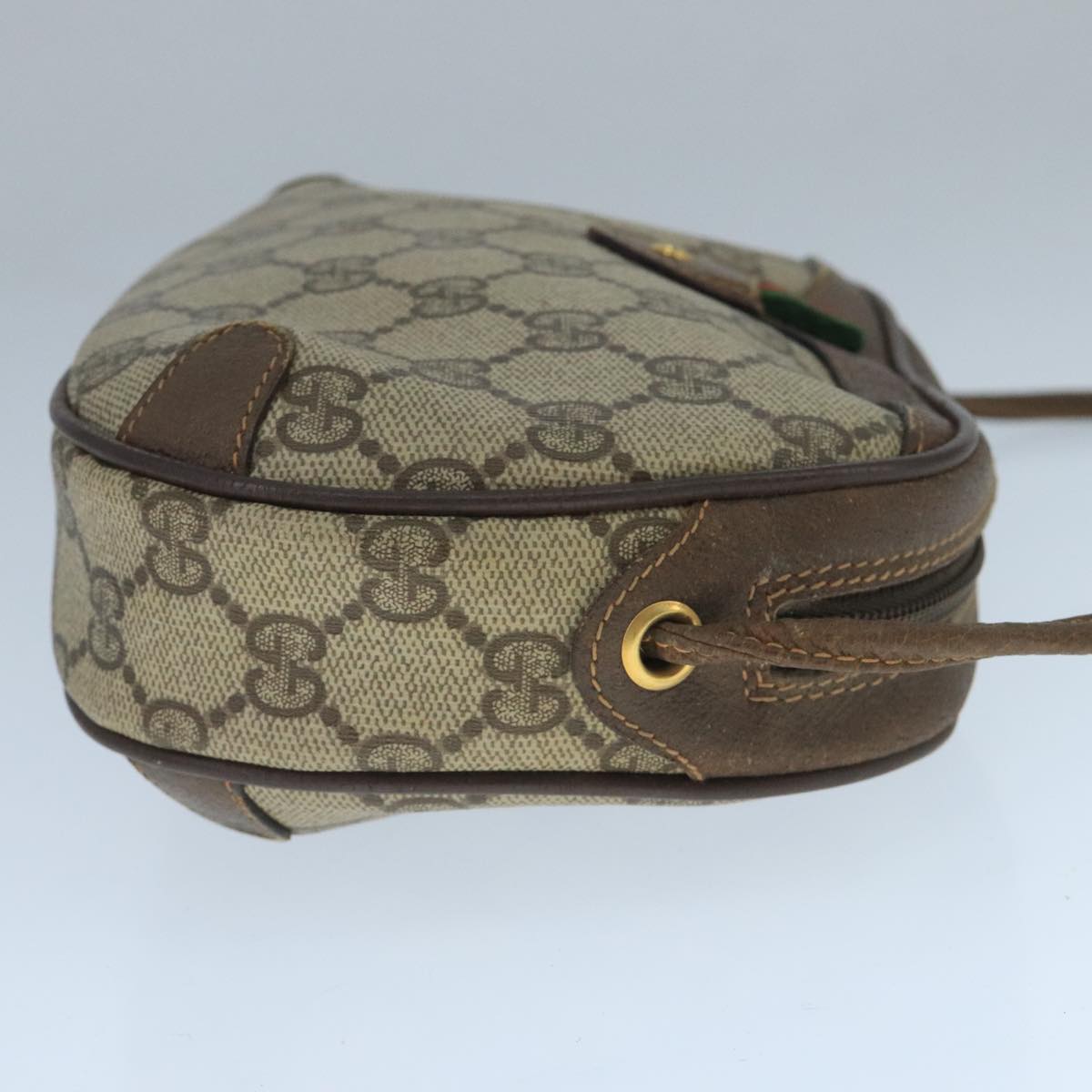 GUCCI Web Sherry Line GG Supreme Shoulder Bag PVC Beige 89 02 066 Auth 105476