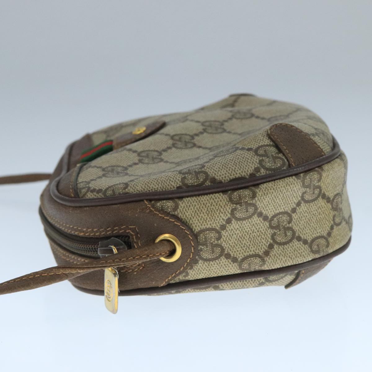 GUCCI Web Sherry Line GG Supreme Shoulder Bag PVC Beige 89 02 066 Auth 105476