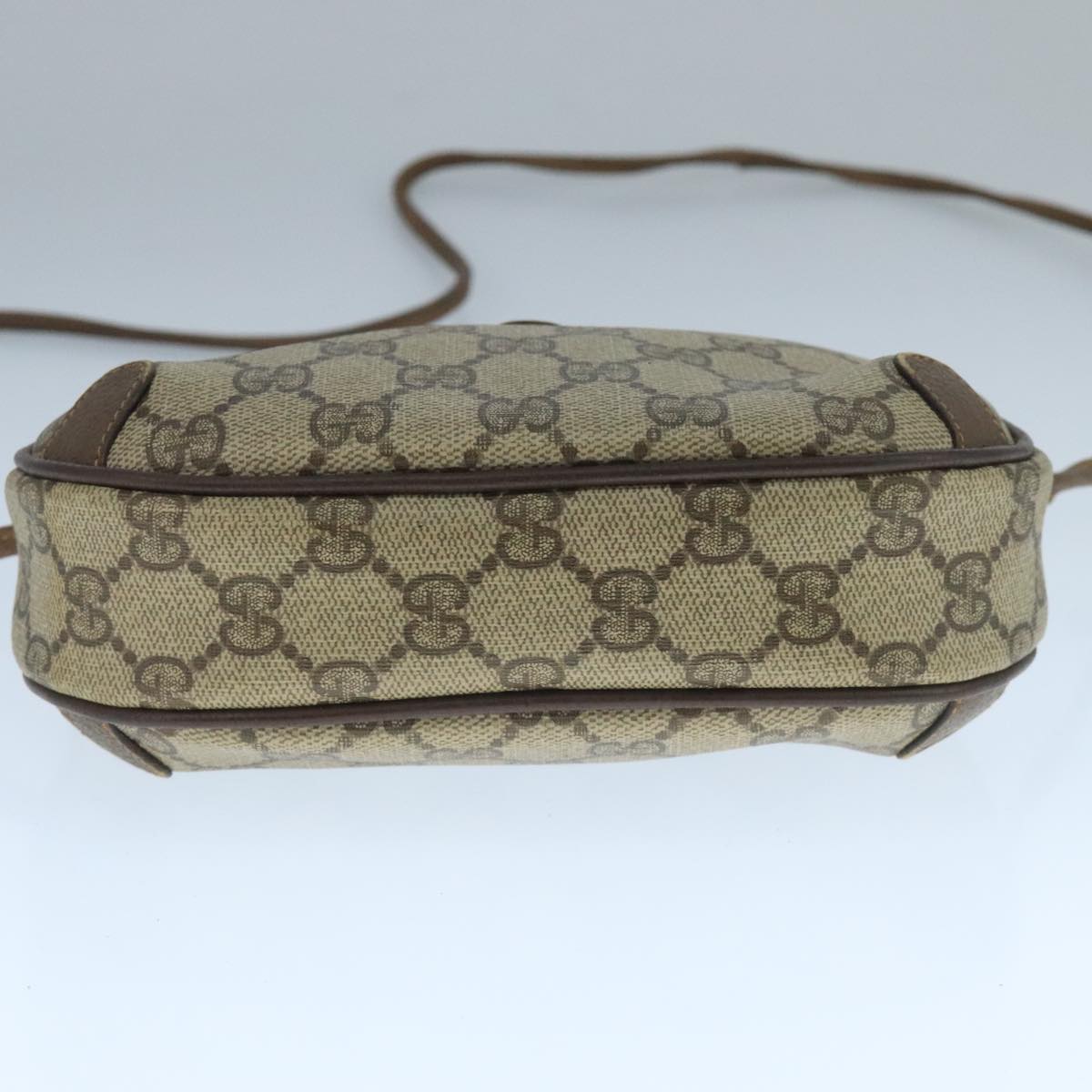 GUCCI Web Sherry Line GG Supreme Shoulder Bag PVC Beige 89 02 066 Auth 105476