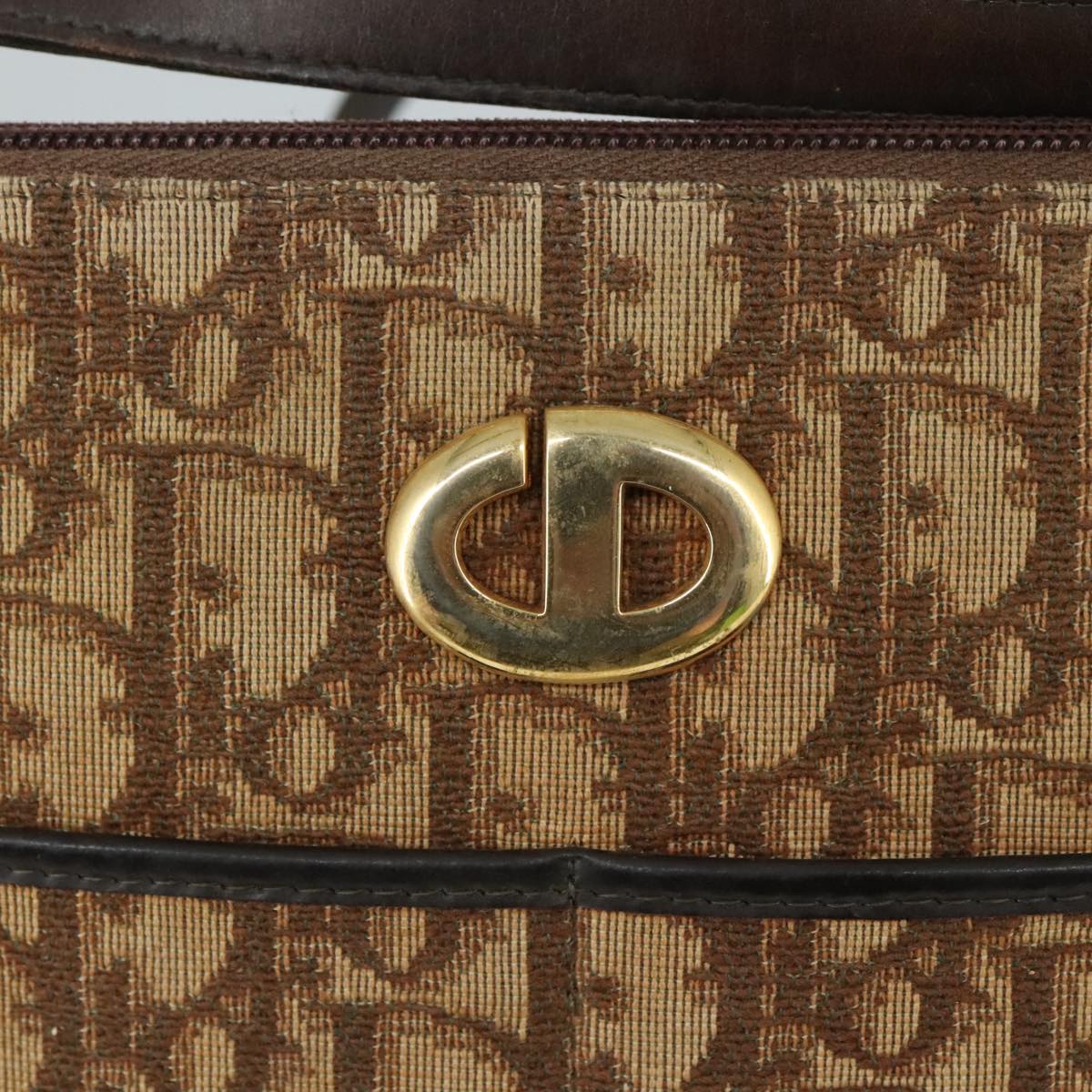 Christian Dior Trotter Canvas Shoulder Bag Brown Auth 105487