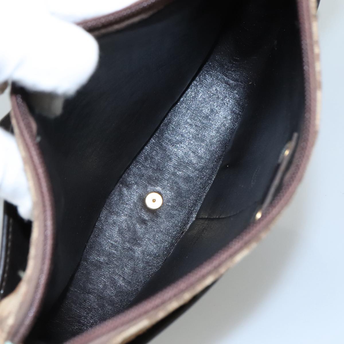 Christian Dior Trotter Canvas Shoulder Bag Brown Auth 105487