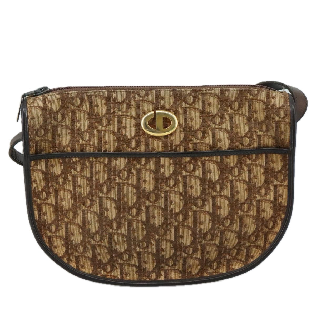 Christian Dior Trotter Canvas Shoulder Bag Brown Auth 105487