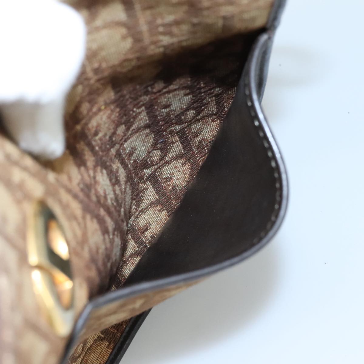 Christian Dior Trotter Canvas Shoulder Bag Brown Auth 105487