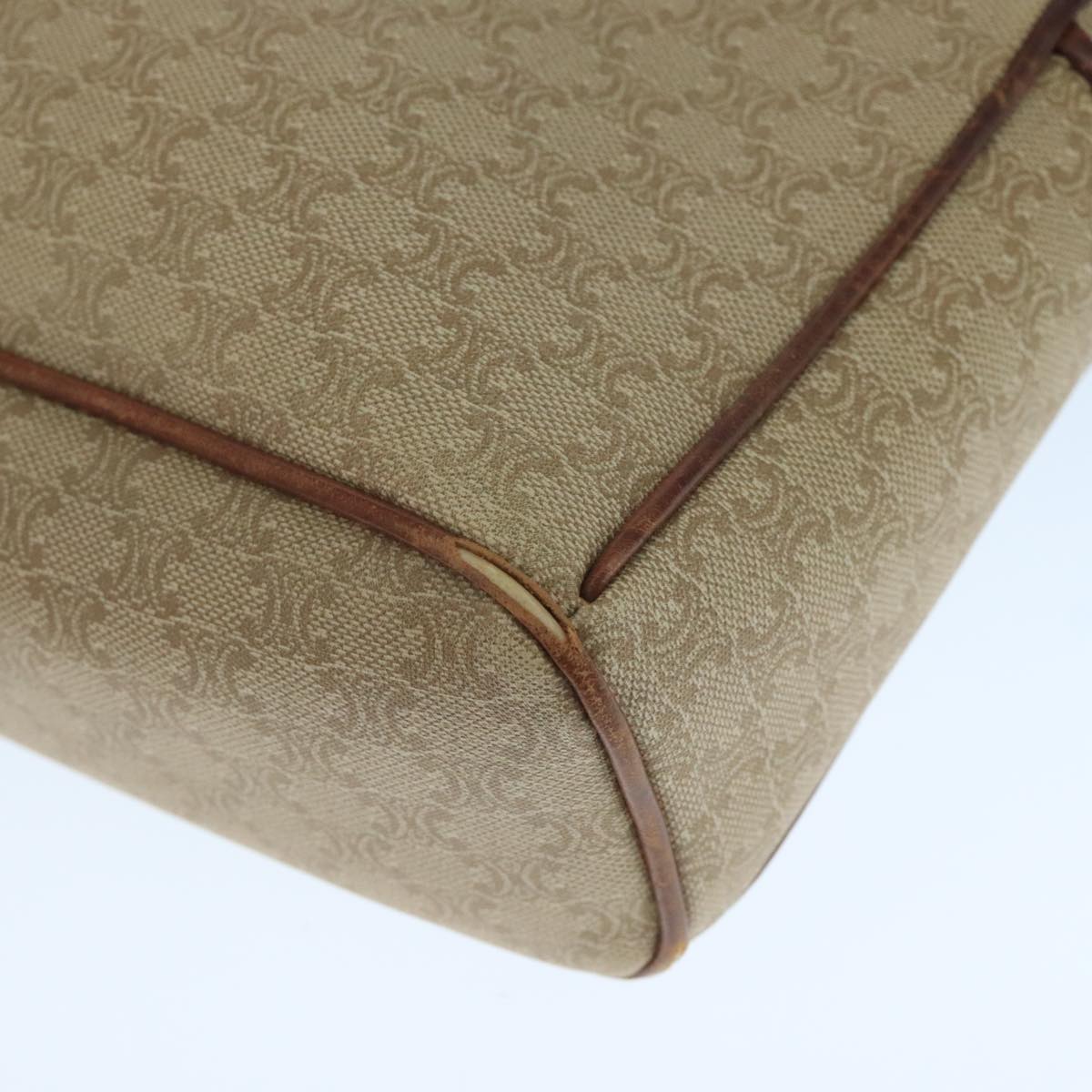 CELINE Macadam Canvas Shoulder Bag Beige Auth 105489