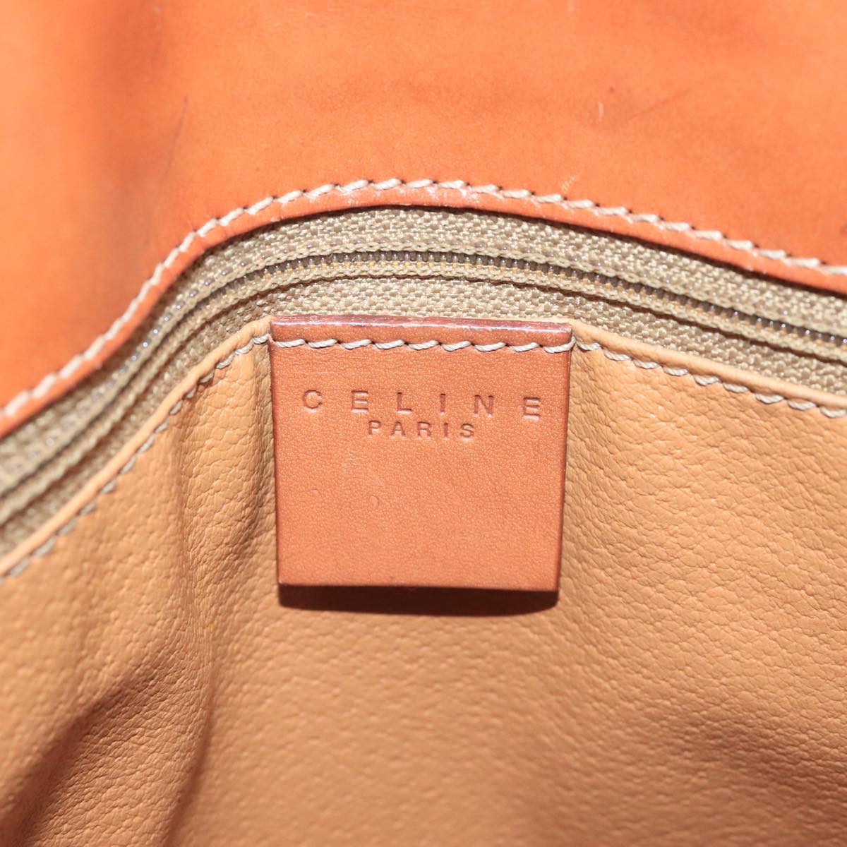 CELINE Macadam Canvas Hand Bag PVC Leather Brown Gold Auth 105491