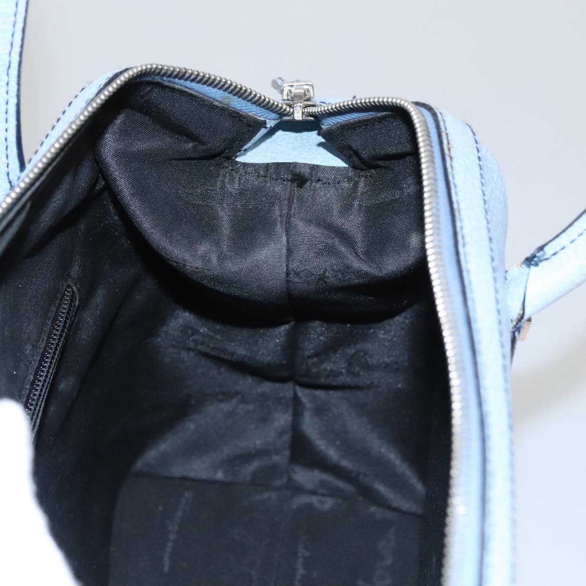 Salvatore Ferragamo Hand Bag Leather Light Blue Auth 105502