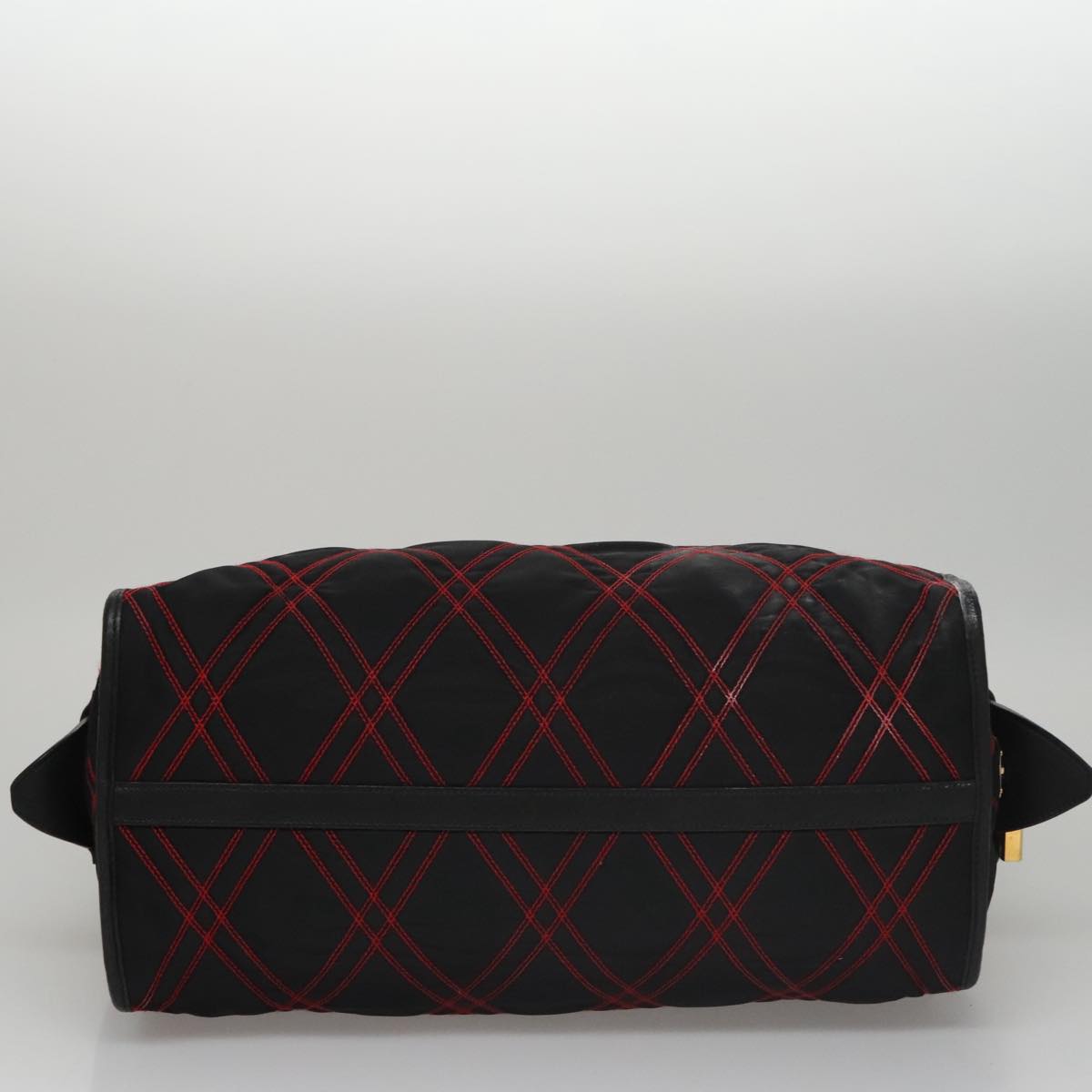 PRADA Hand Bag Nylon Black Red white Auth 105507V