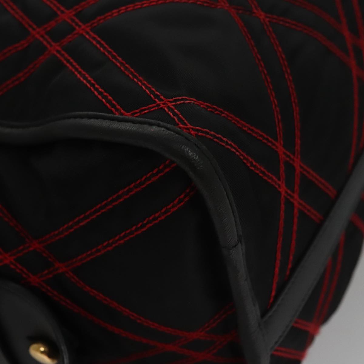 PRADA Hand Bag Nylon Black Red white Auth 105507V