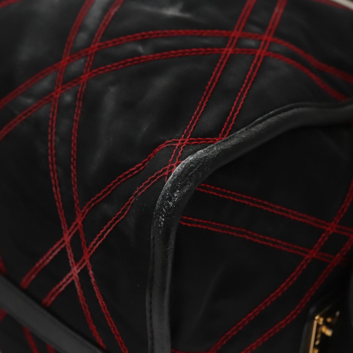 PRADA Hand Bag Nylon Black Red white Auth 105507V