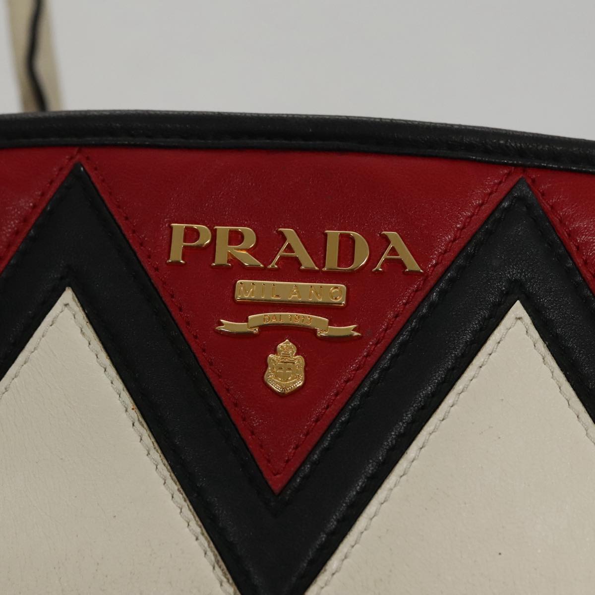 PRADA Hand Bag Nylon Black Red white Auth 105507V