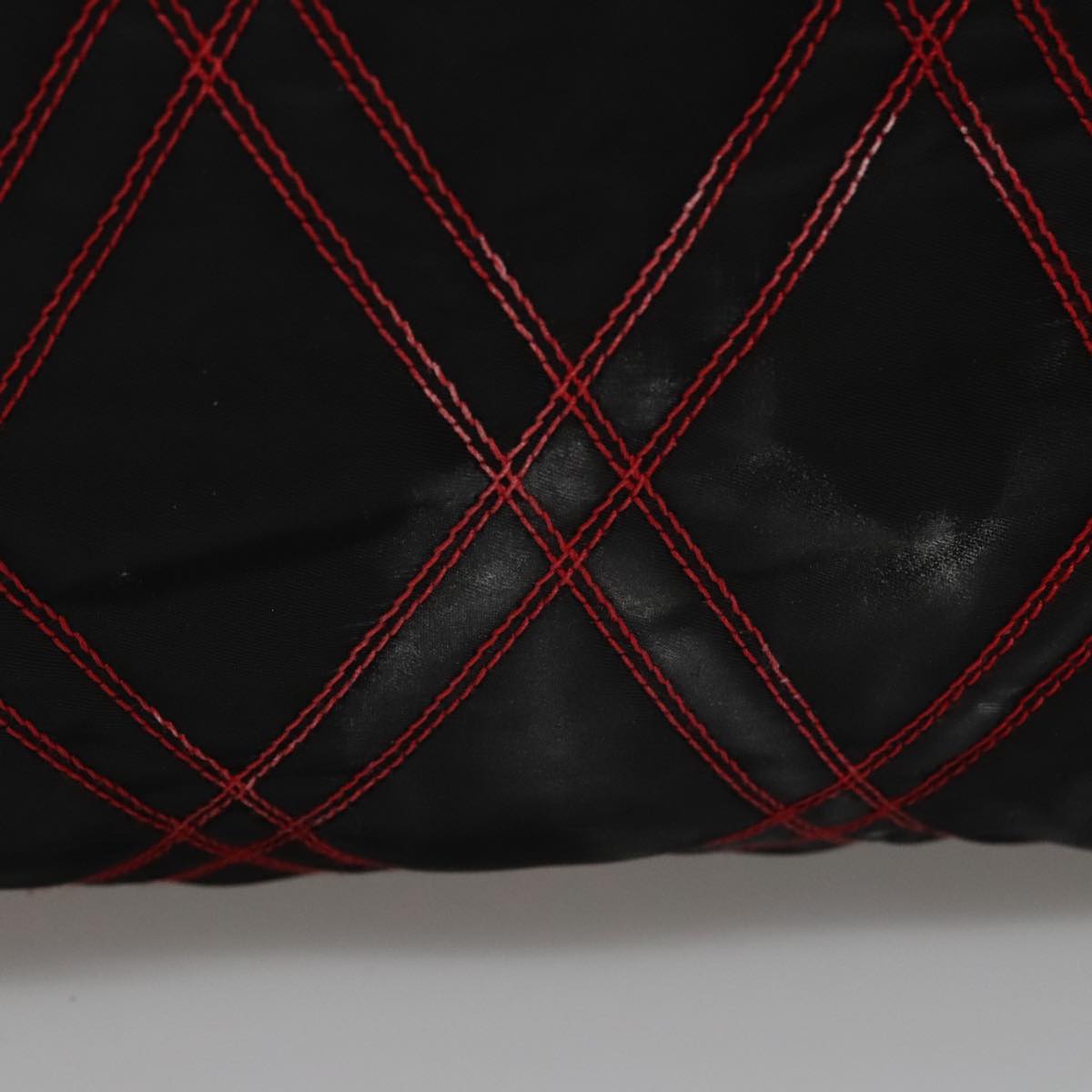 PRADA Hand Bag Nylon Black Red white Auth 105507V