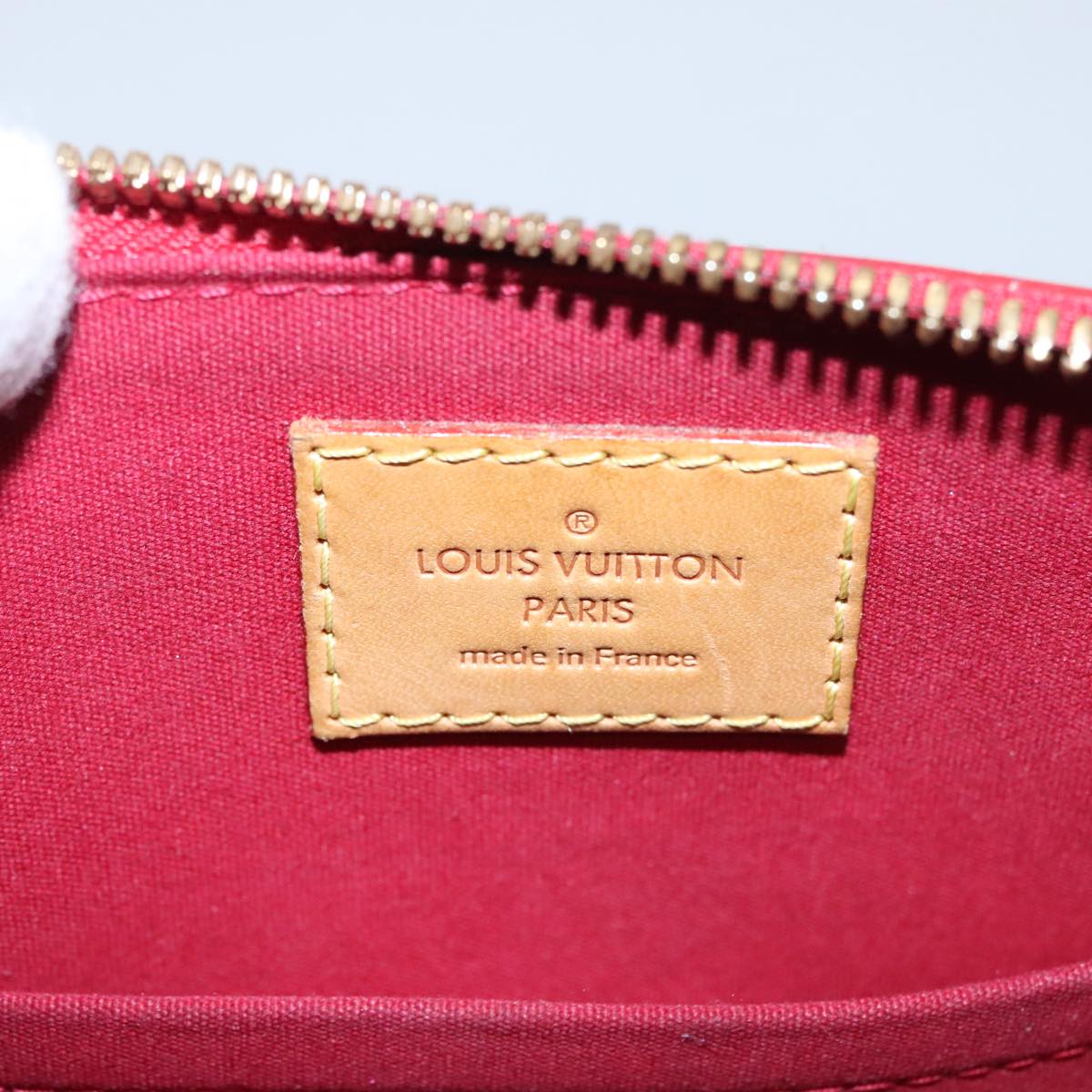 LOUIS VUITTON Vernis Rayure Alma BB Bag 2way Pomme D'amour M91593 Auth 105512AV
