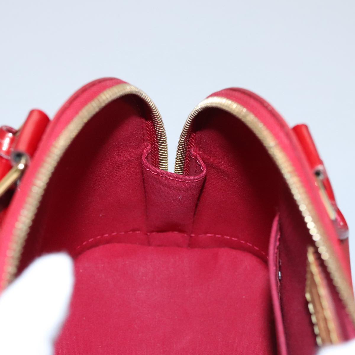 LOUIS VUITTON Vernis Rayure Alma BB Bag 2way Pomme D'amour M91593 Auth 105512AV