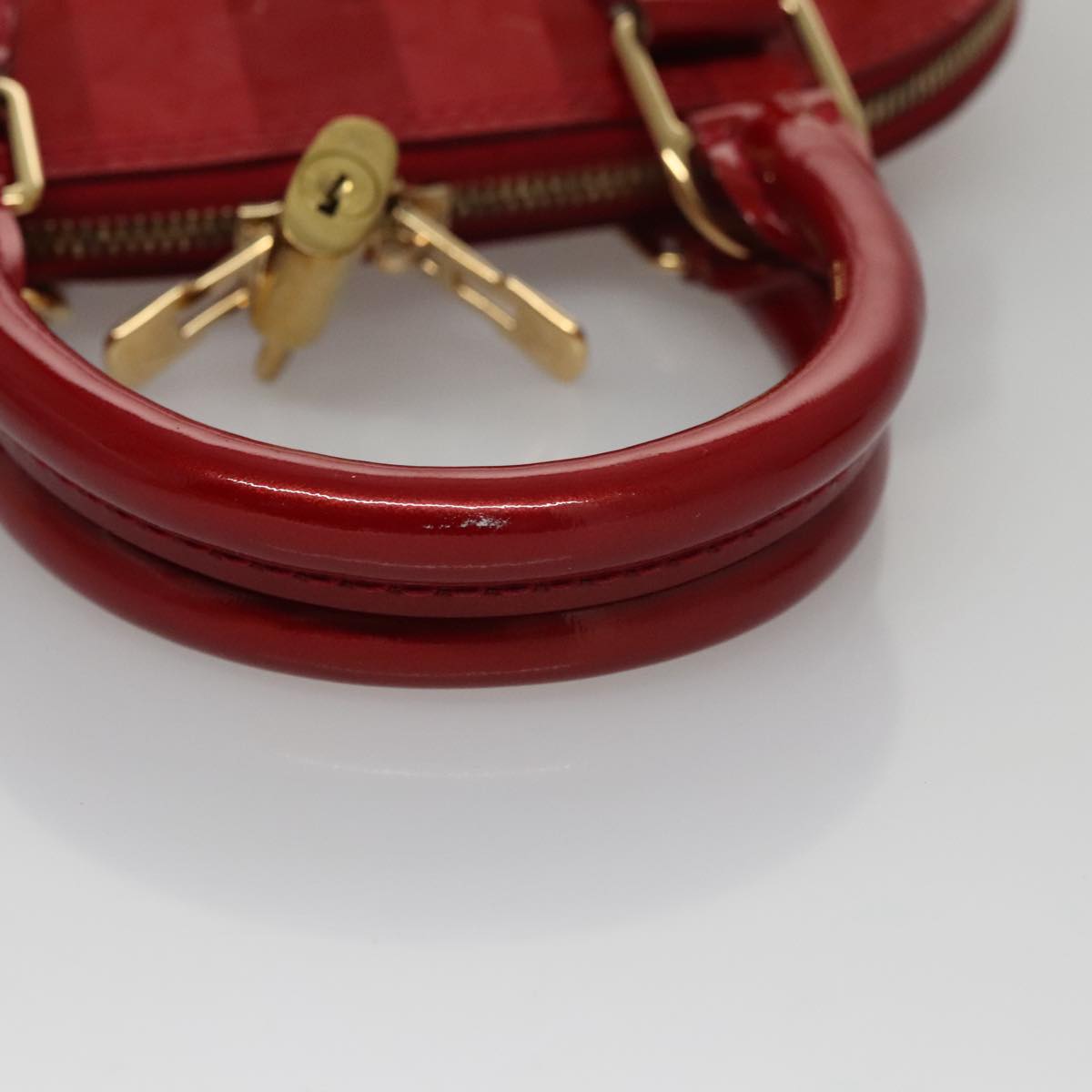 LOUIS VUITTON Vernis Rayure Alma BB Bag 2way Pomme D'amour M91593 Auth 105512AV