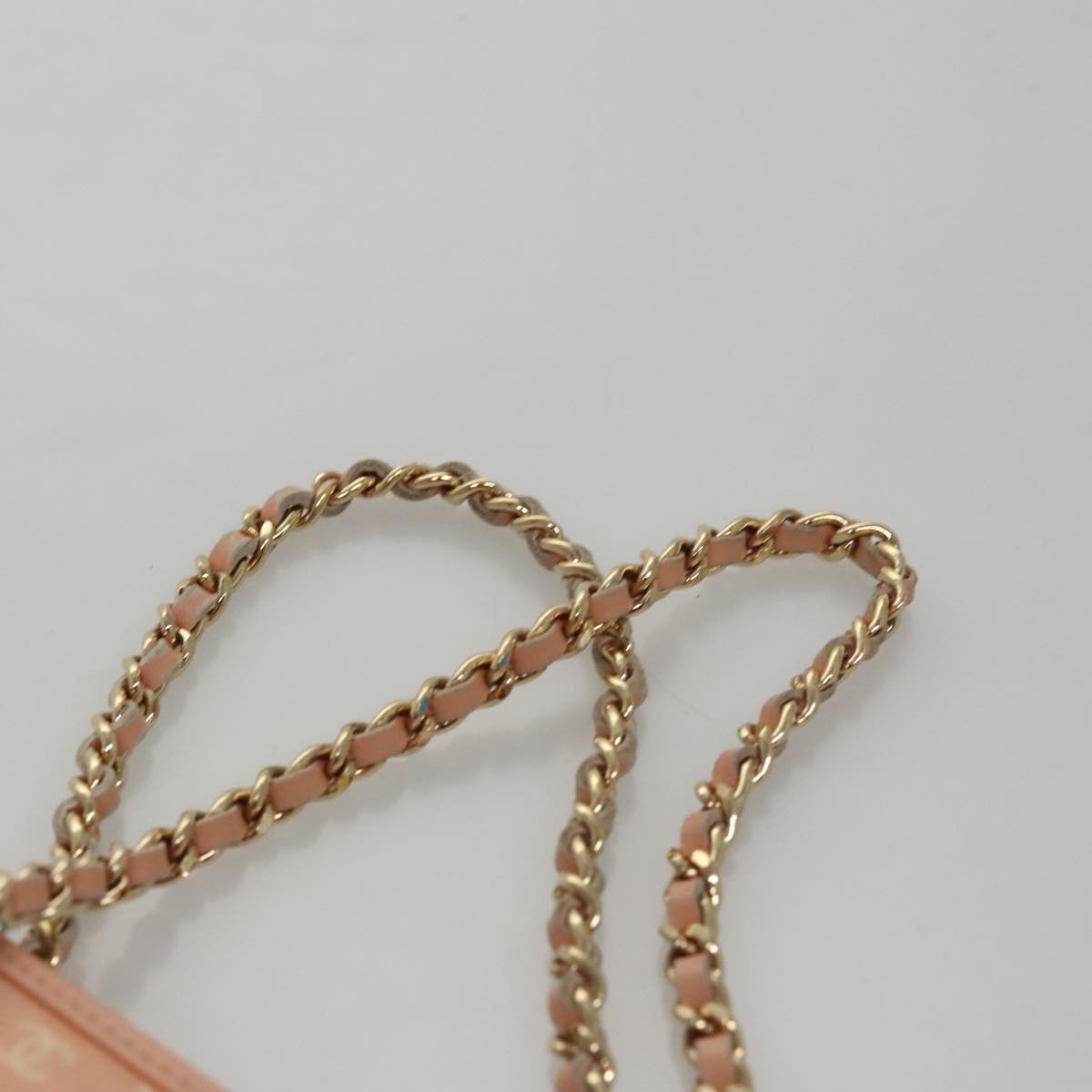 CHANEL Chain COCO Tote Bag Canvas Pink Gold CC Auth 105536