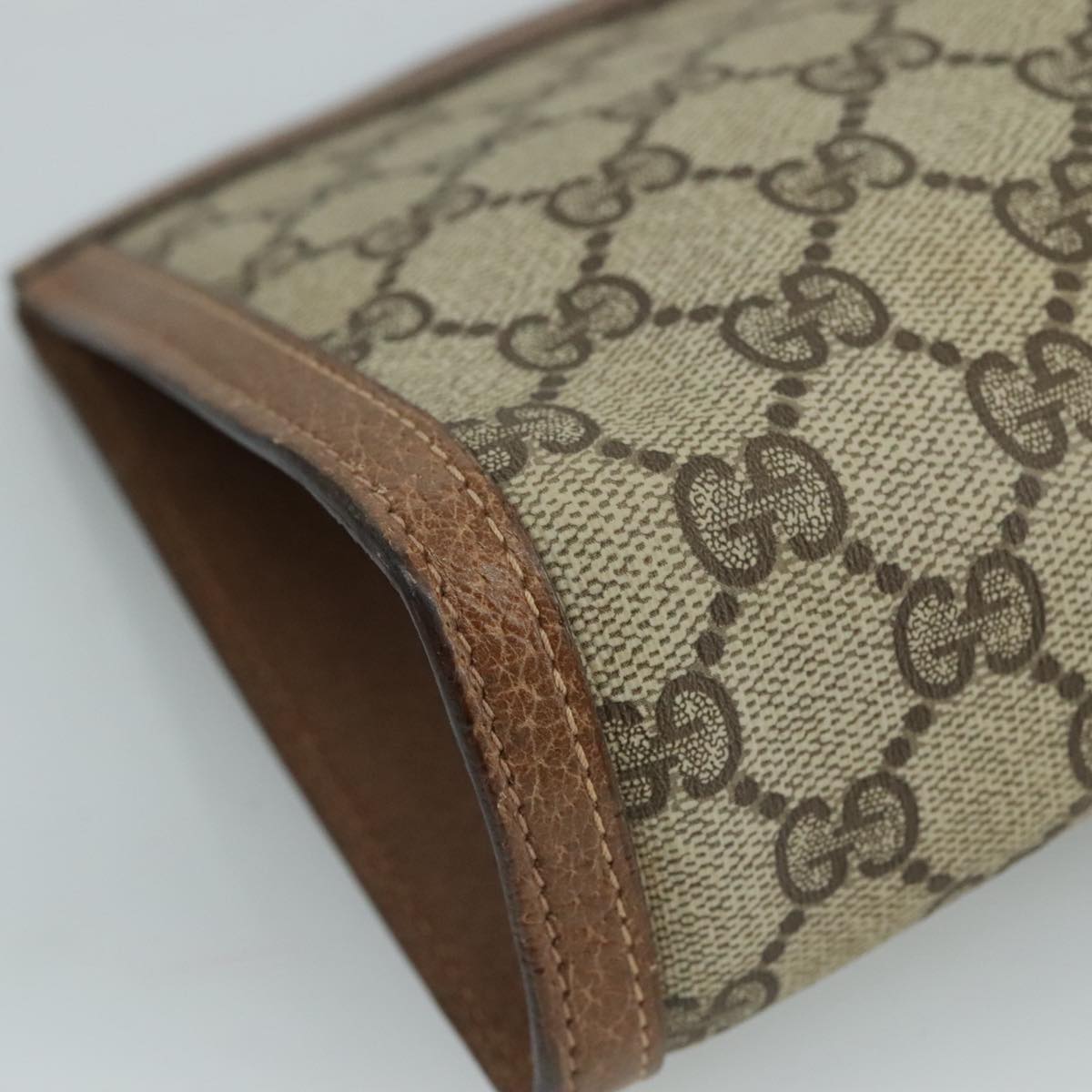 GUCCI GG Supreme Web Sherry Line Clutch Bag PVC Beige Red 89 01 032 Auth 105574