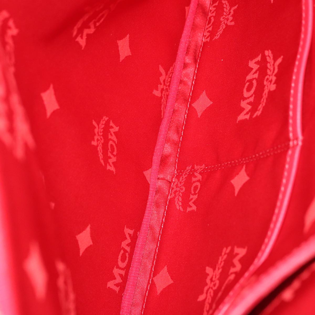 MCM Vicetos Logogram Clutch Bag PVC Red Auth 105618