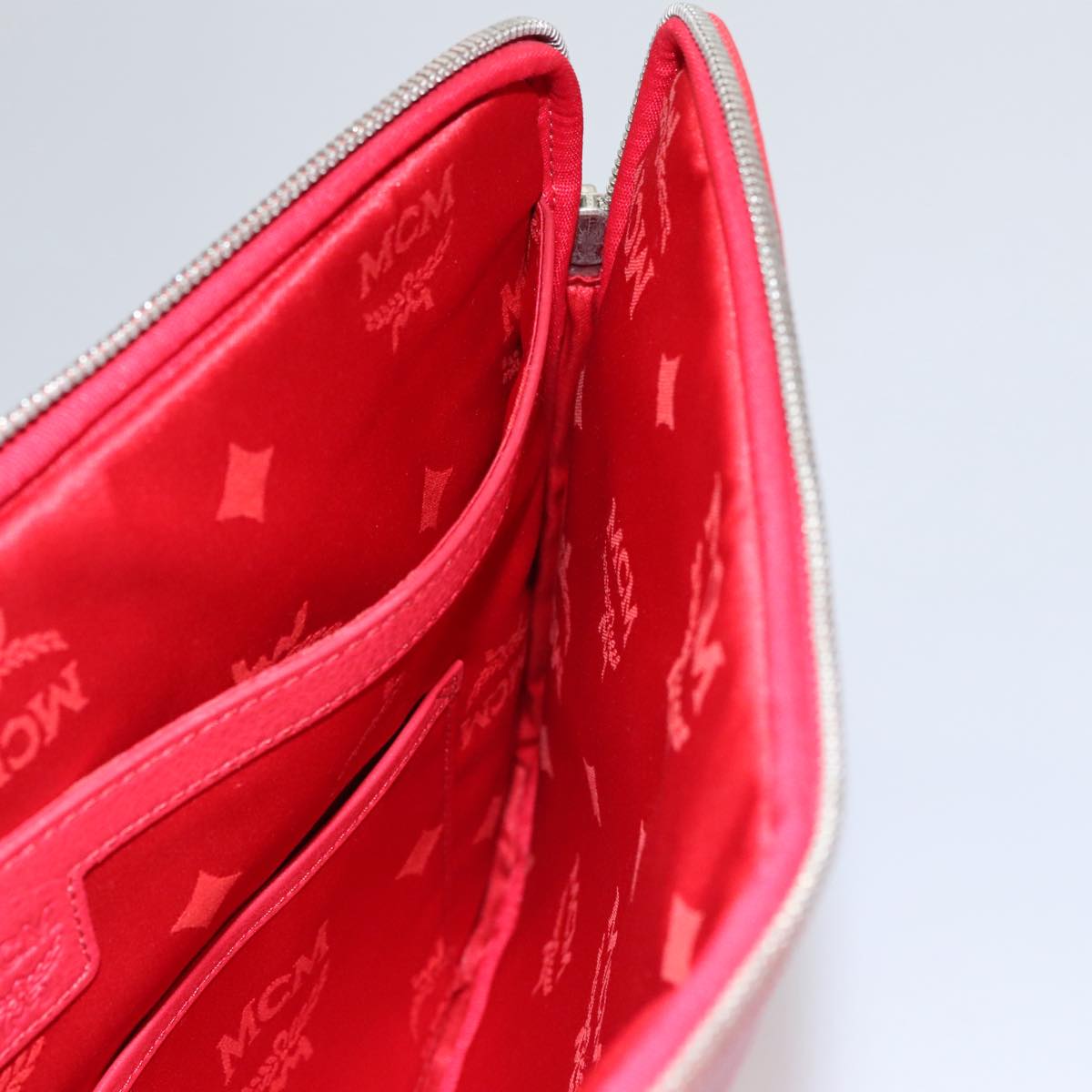 MCM Vicetos Logogram Clutch Bag PVC Red Auth 105618