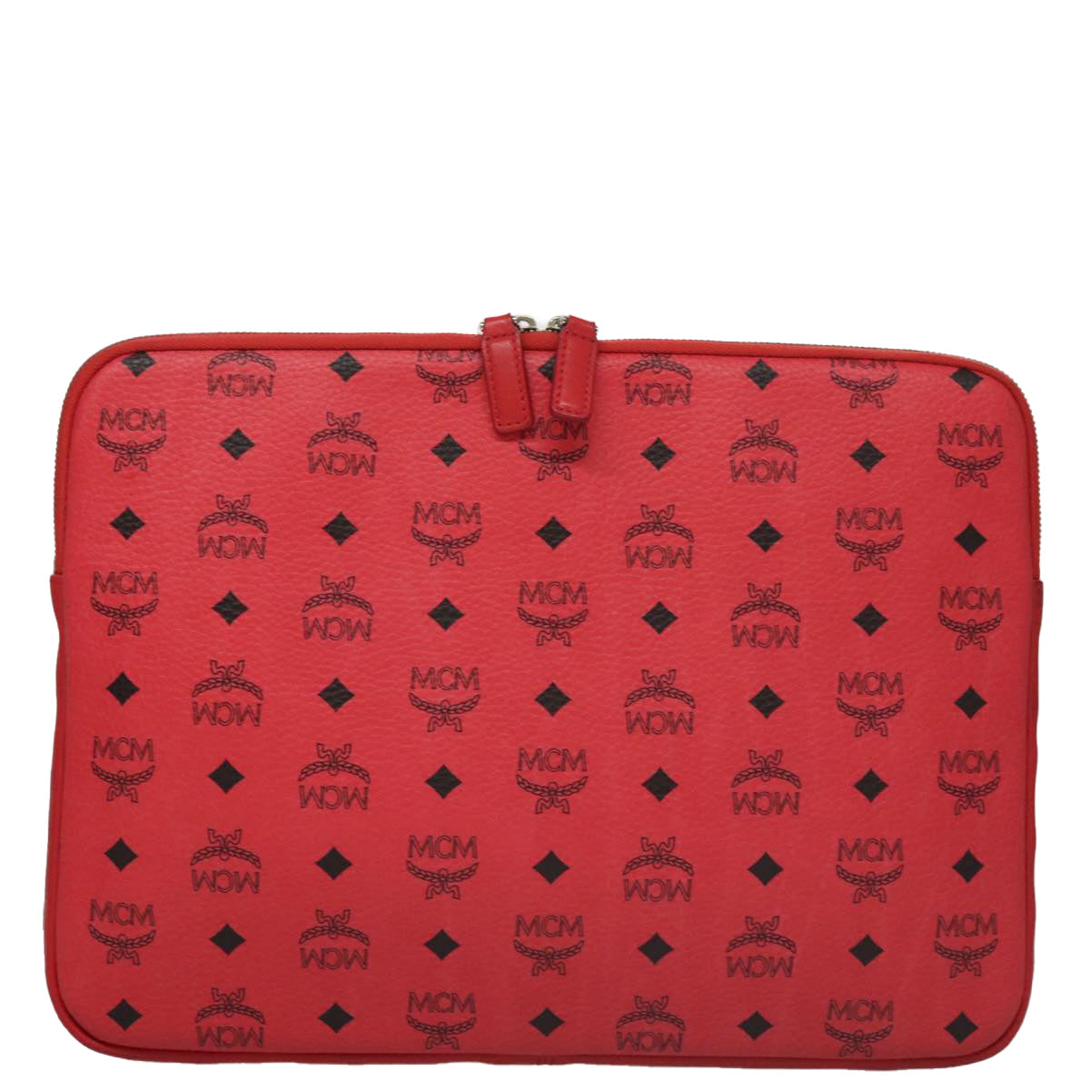 MCM Vicetos Logogram Clutch Bag PVC Red Auth 105618