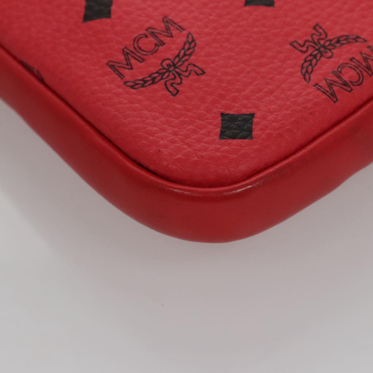 MCM Vicetos Logogram Clutch Bag PVC Red Auth 105618