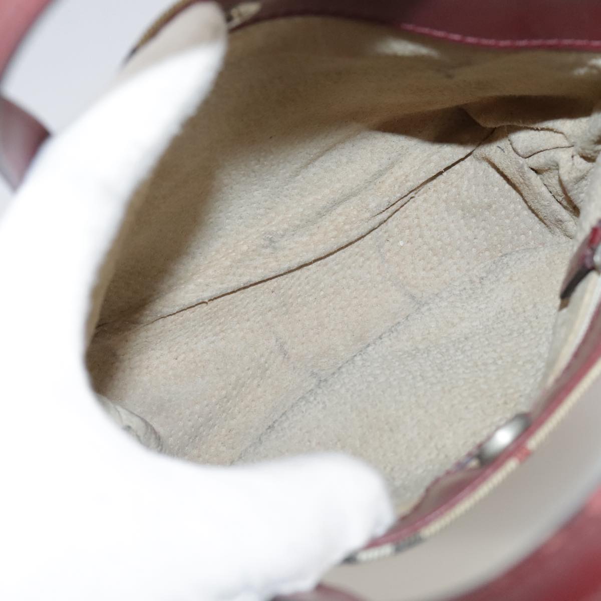 BURBERRY Nova Check Hand Bag PVC Leather Beige Auth 105625