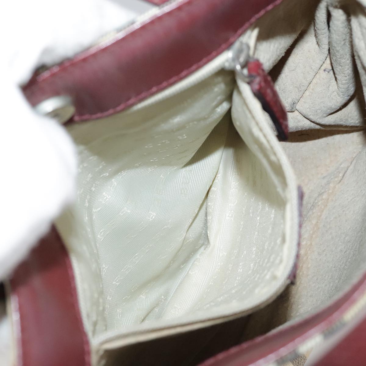 BURBERRY Nova Check Hand Bag PVC Leather Beige Auth 105625