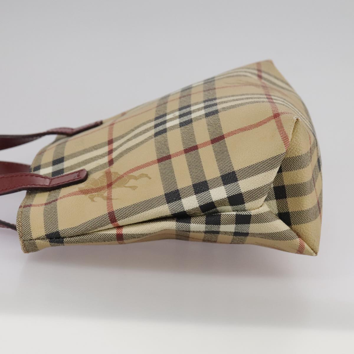 BURBERRY Nova Check Hand Bag PVC Leather Beige Auth 105625