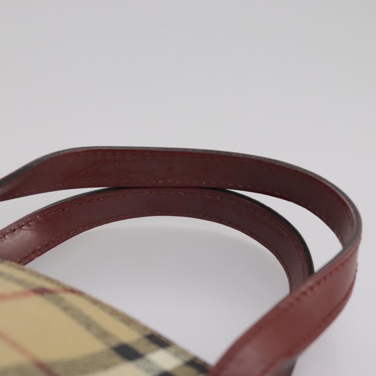 BURBERRY Nova Check Hand Bag PVC Leather Beige Auth 105625