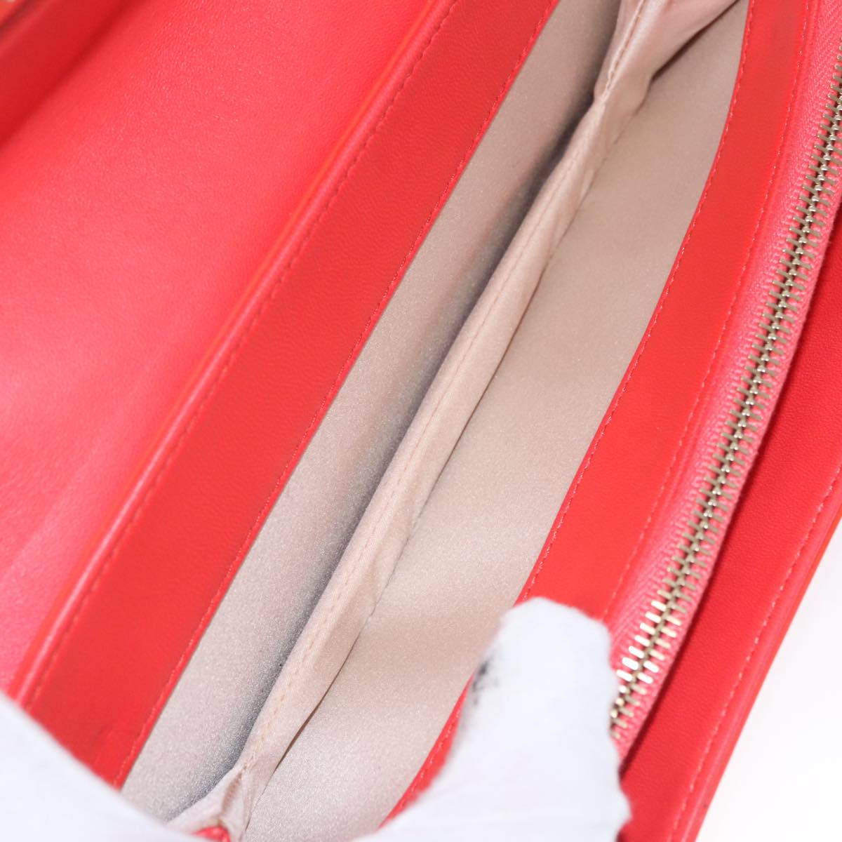 CHANEL Chain Second Bag Patent Leather Red Silver CC Auth 105697