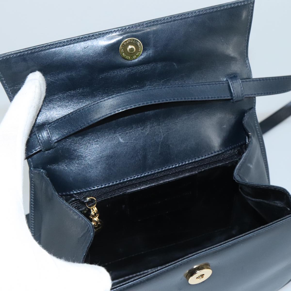 Salvatore Ferragamo Hand Bag Leather 2way Black Gold Auth 105702