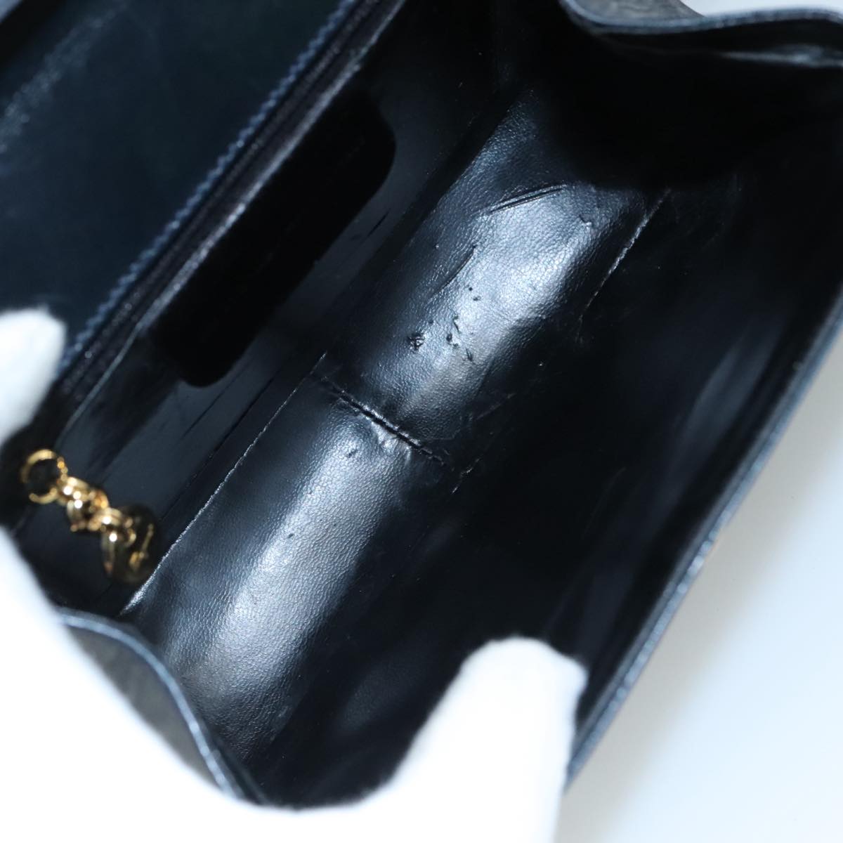 Salvatore Ferragamo Hand Bag Leather 2way Black Gold Auth 105702