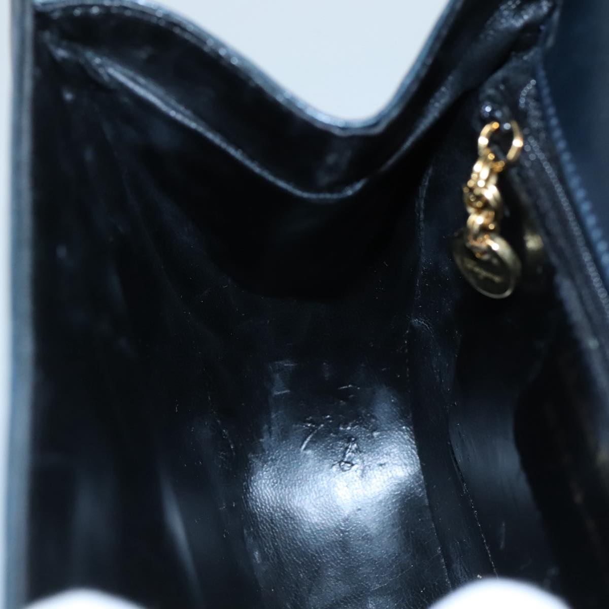 Salvatore Ferragamo Hand Bag Leather 2way Black Gold Auth 105702