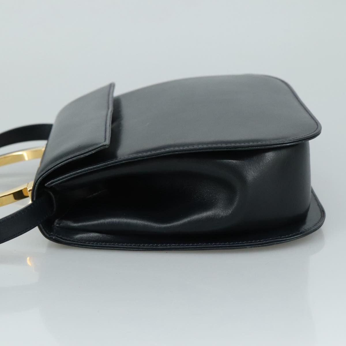 Salvatore Ferragamo Hand Bag Leather 2way Black Gold Auth 105702