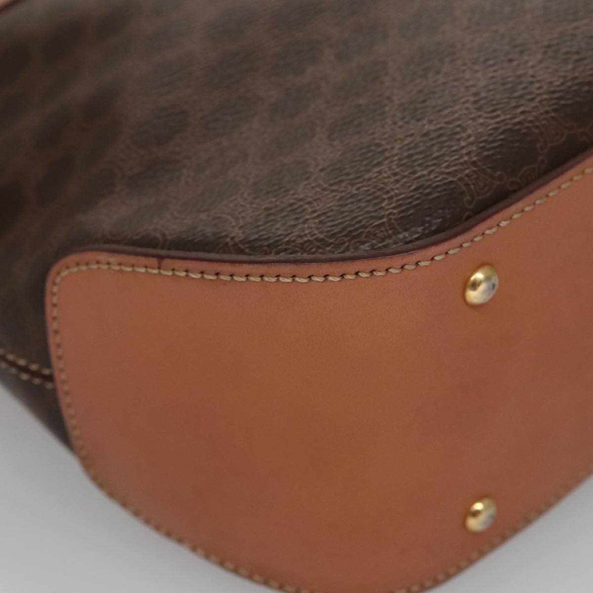 CELINE Macadam Canvas Hand Bag PVC Leather 2way Brown Auth 105732