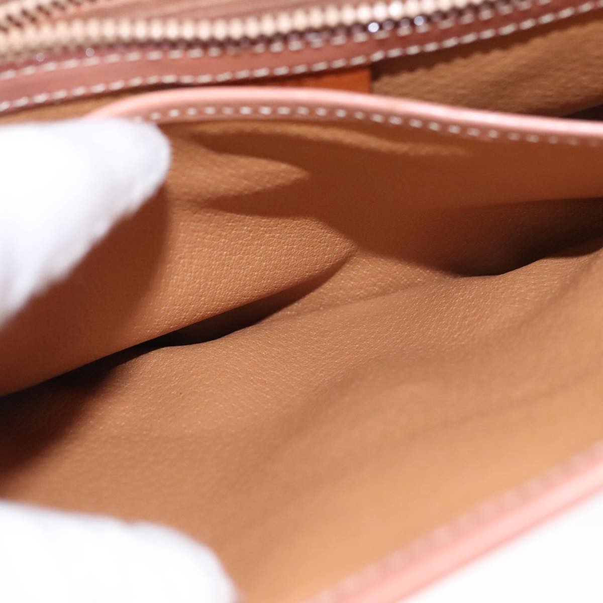 CELINE Macadam Canvas Hand Bag PVC Leather 2way Brown Auth 105732