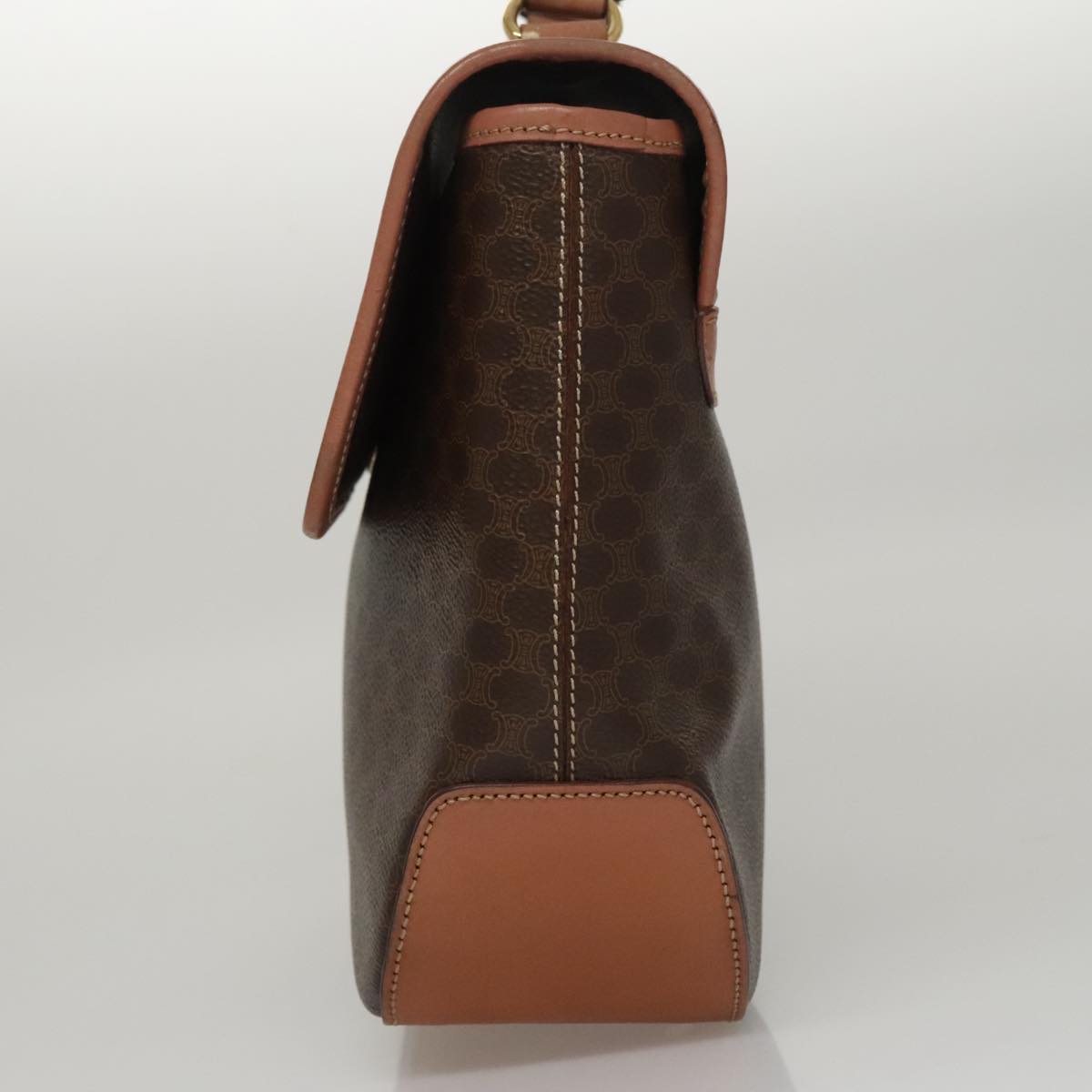 CELINE Macadam Canvas Hand Bag PVC Leather 2way Brown Auth 105732