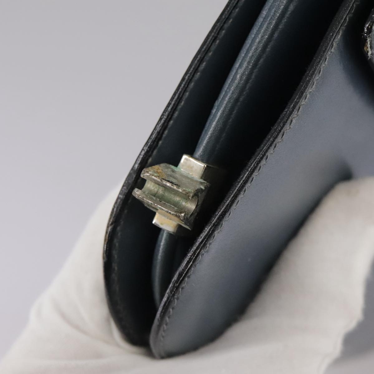 CELINE Shoulder Bag Leather Blue Auth 105737