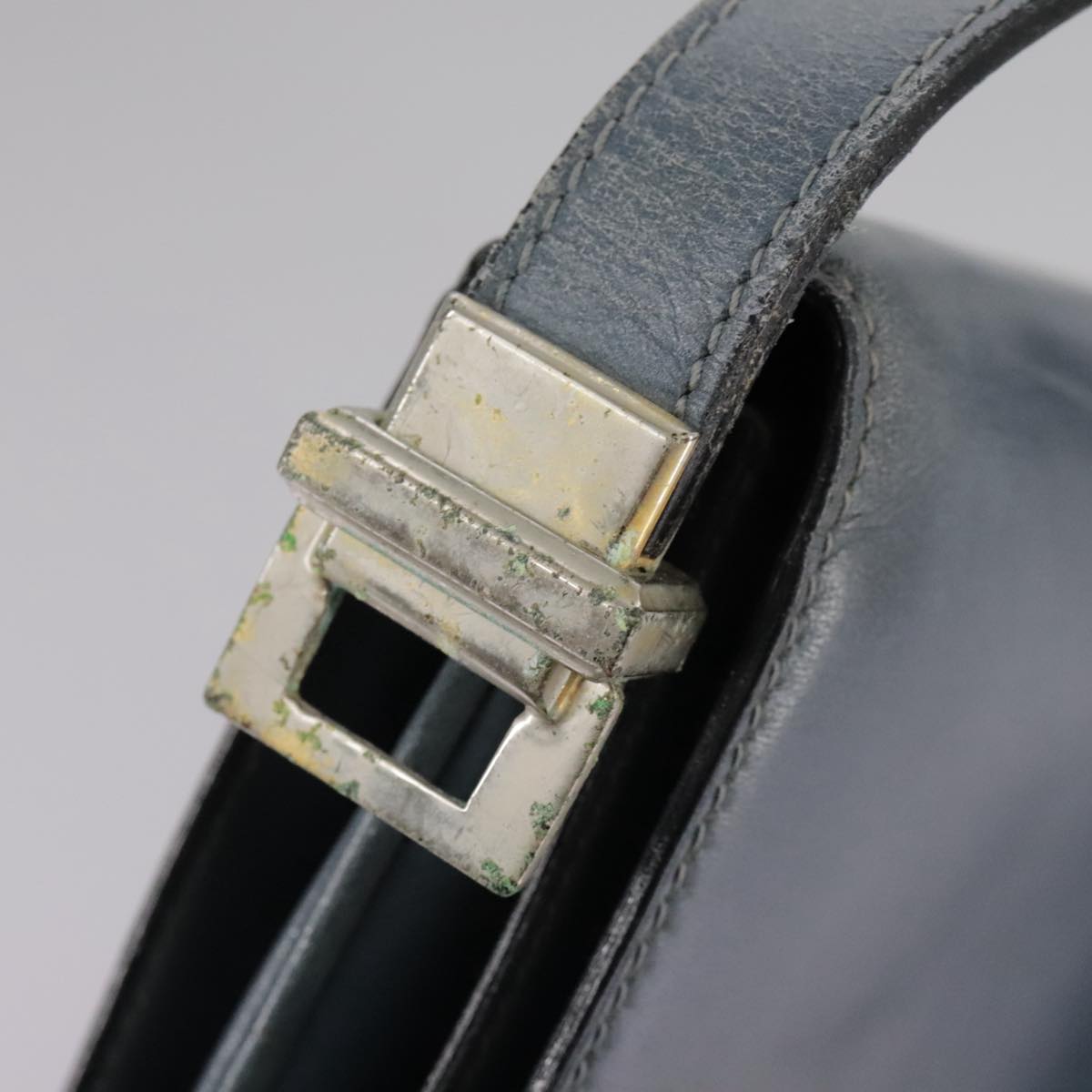 CELINE Shoulder Bag Leather Blue Auth 105737