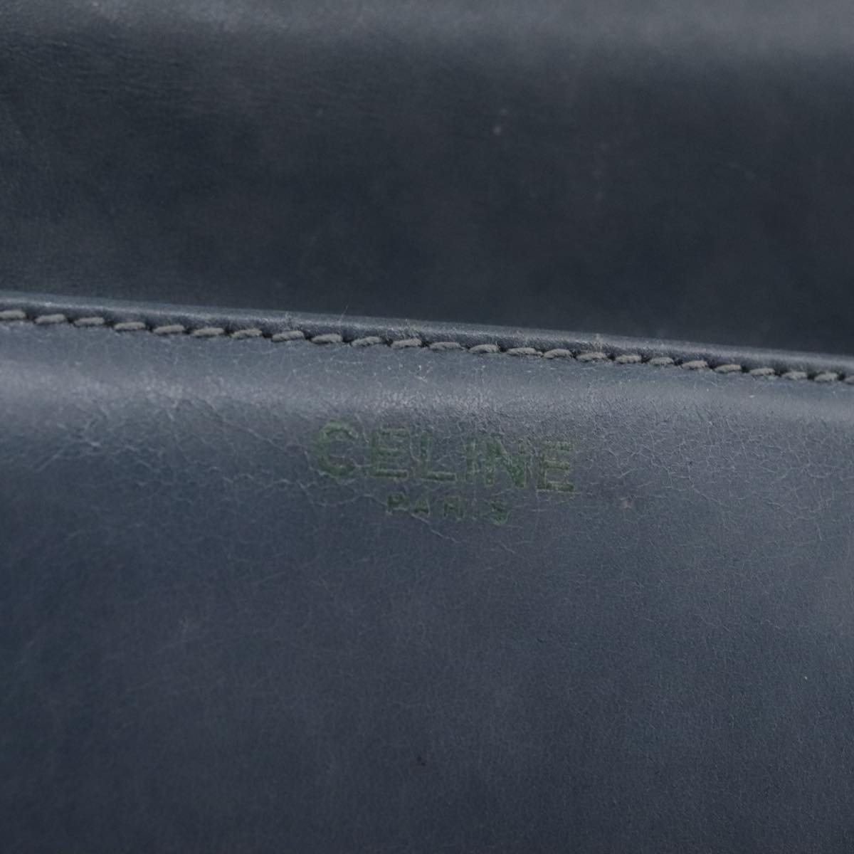 CELINE Shoulder Bag Leather Blue Auth 105737