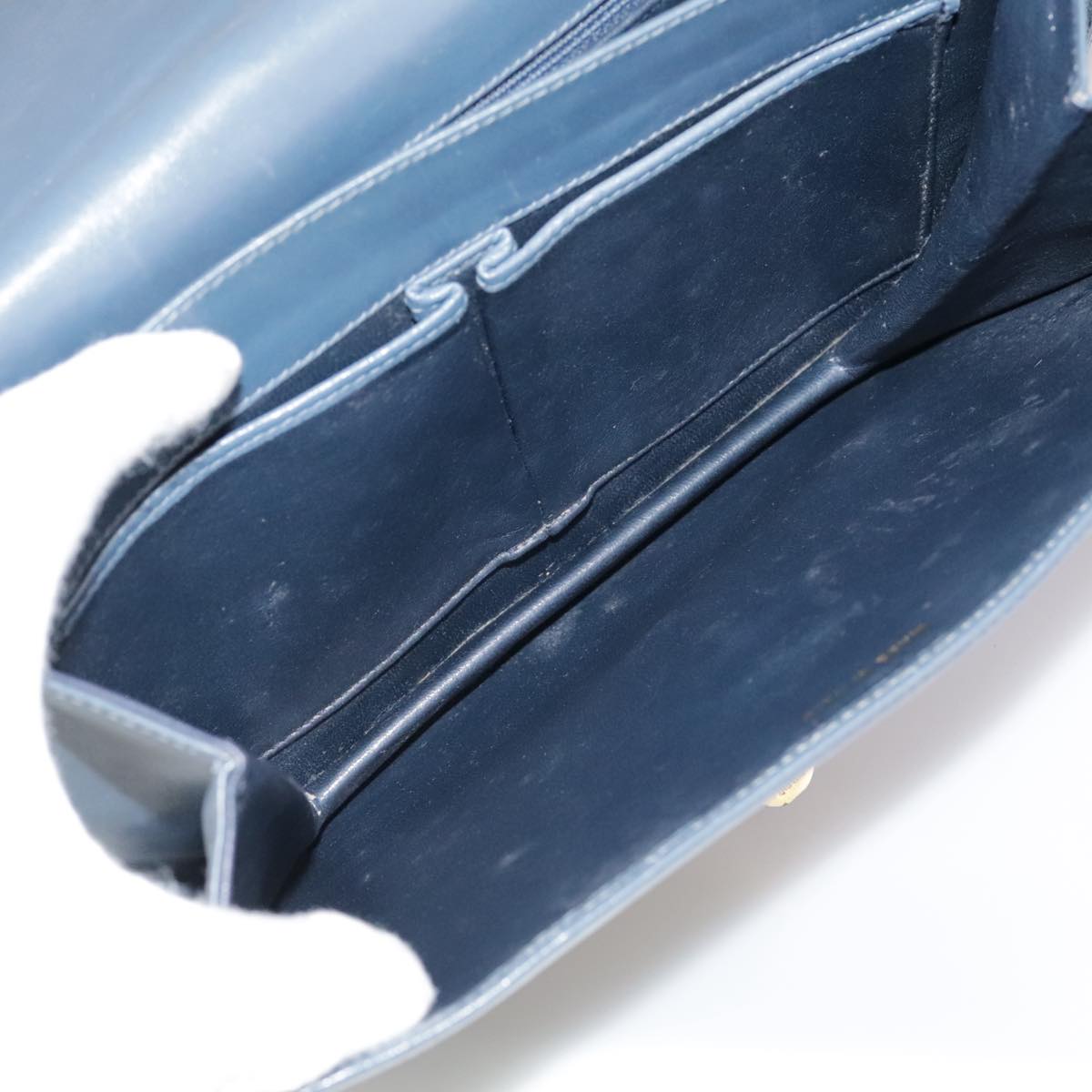 CELINE Shoulder Bag Leather Blue Auth 105737