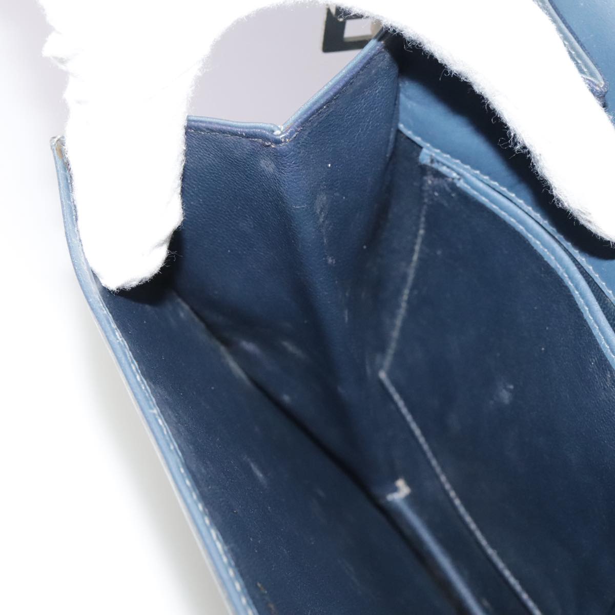 CELINE Shoulder Bag Leather Blue Auth 105737