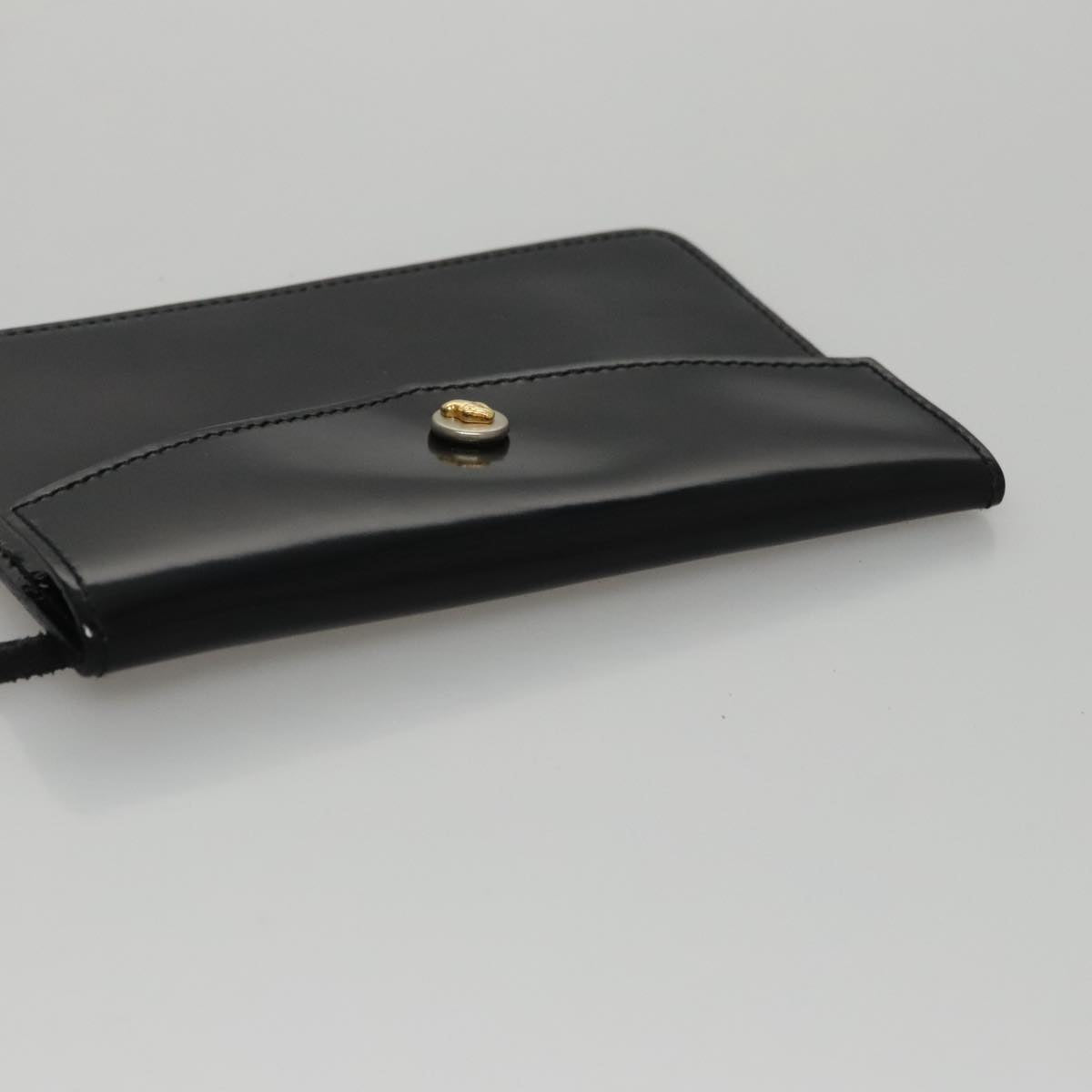 Salvatore Ferragamo Hand Bag Patent Leather Black Gold Auth 105756