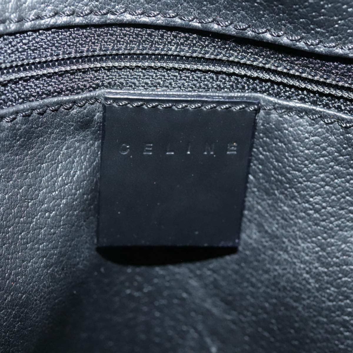 CELINE Macadam Canvas Backpack PVC Leather Black Silver Auth 105774
