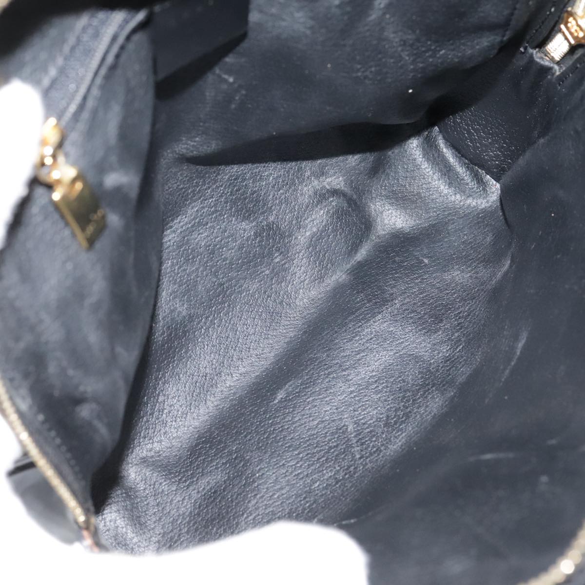 CELINE Macadam Canvas Backpack PVC Leather Black Silver Auth 105774