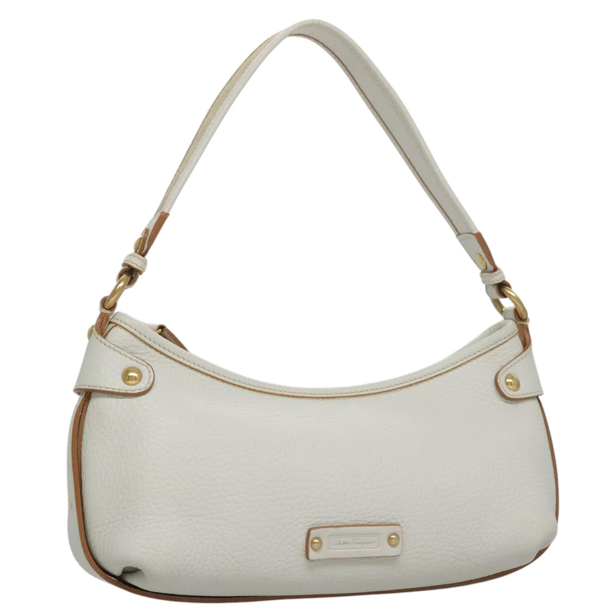 Salvatore Ferragamo Shoulder Bag Leather White Auth 105780V