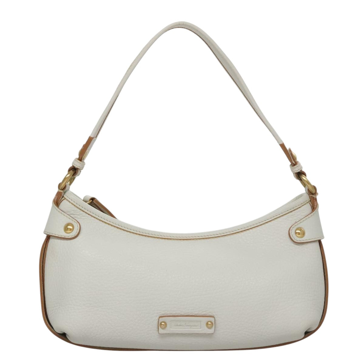 Salvatore Ferragamo Shoulder Bag Leather White Auth 105780V