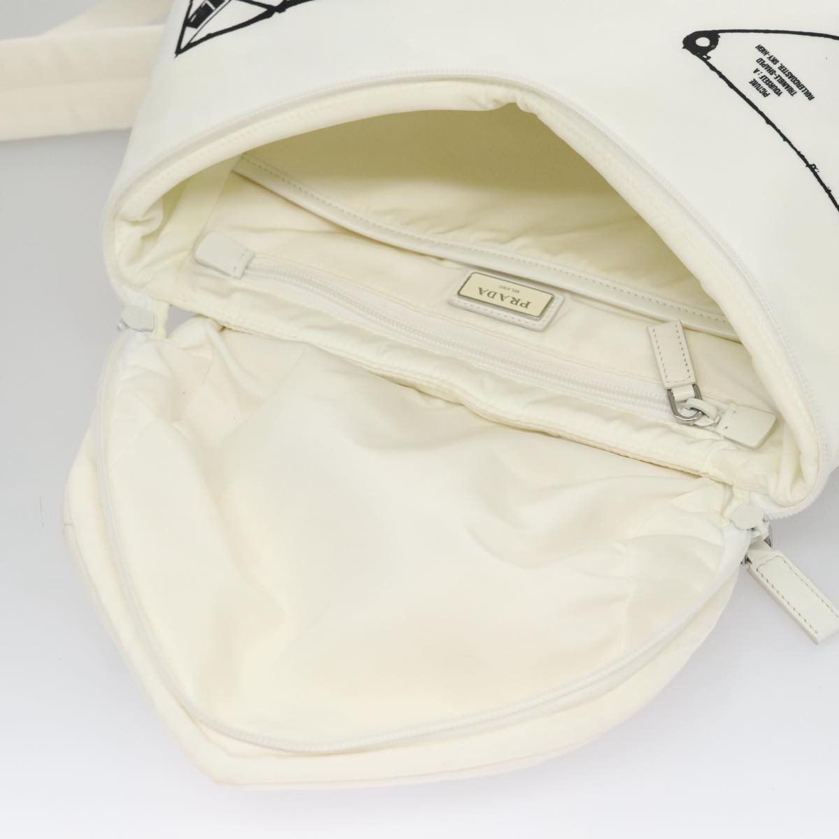 PRADA Backpack Nylon White Silver Auth 105813V
