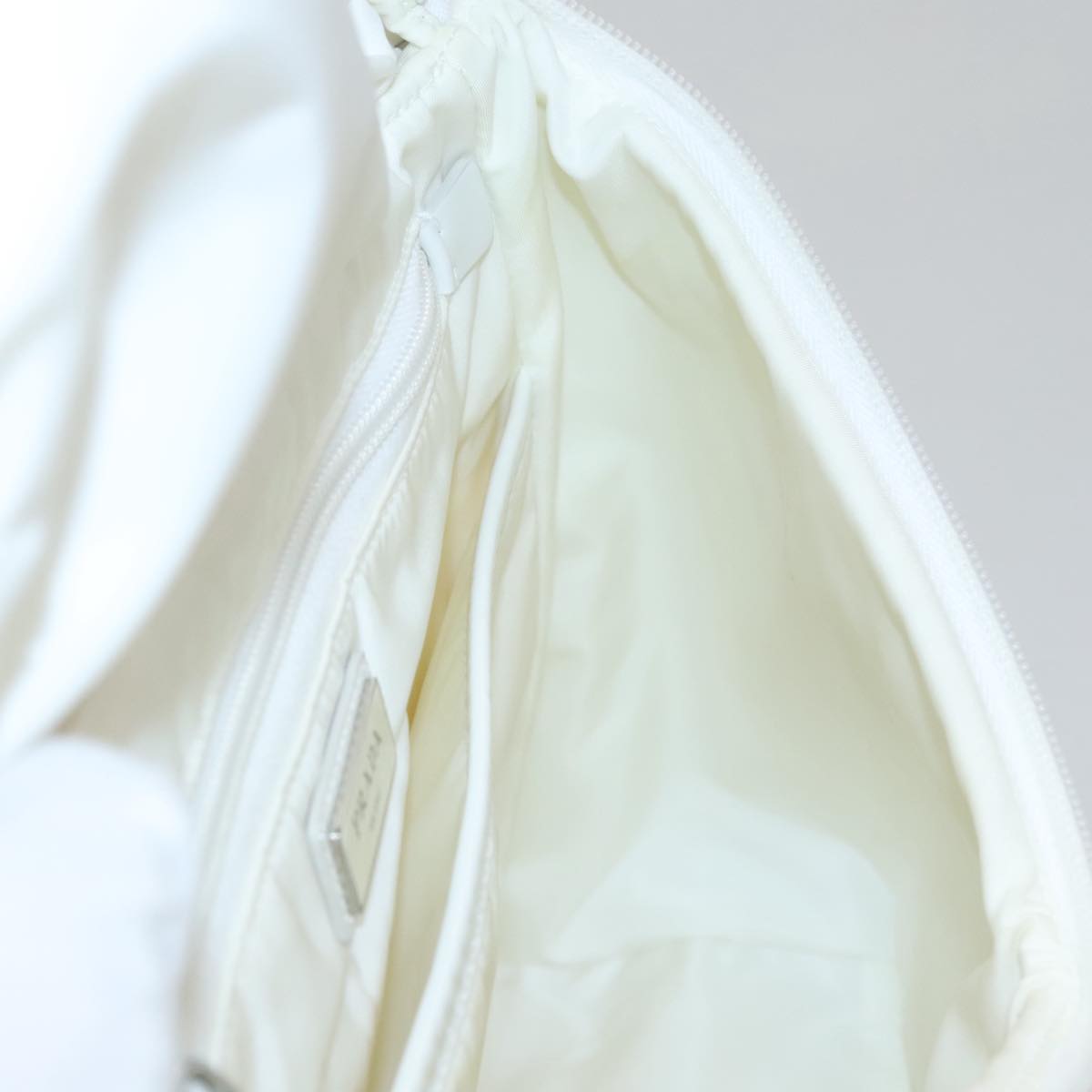 PRADA Backpack Nylon White Silver Auth 105813V